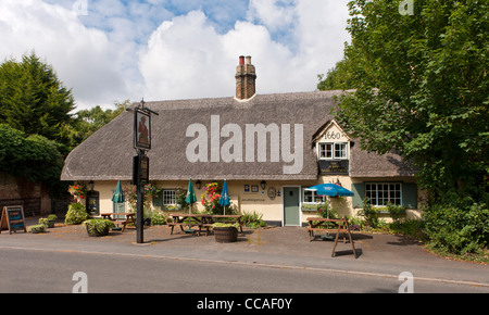 John Barleycorn Inn, Duxford, Cambridge, UK, einem historischen reetgedeckten traditionelles englisches pub Stockfoto