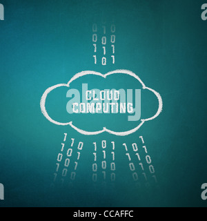 Darstellung auf Cloud computing Thema. Zeichnung auf strukturierten Hintergrund. Stockfoto