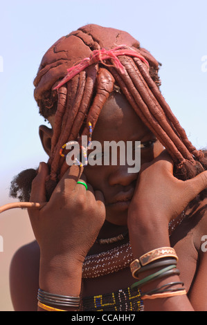 Nahaufnahme der Himba-Mädchen. Kaokoland, Norden Namibias. Stockfoto