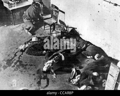 St. VALENTINE'S DAY MASSACRE 14. Februar 1929 als Al Capones Bande Mitglieder des irischen Bande unter der Leitung von Bugs Moran in Chicago getötet Stockfoto