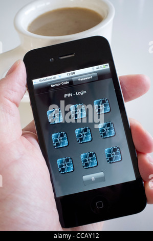 Detail der iPIN Sicherheits Log-in-Anwendung auf ein iPhone 4g Smartphone Stockfoto