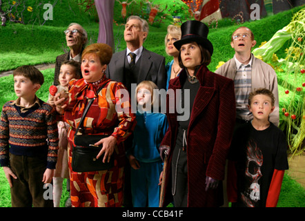 CHARLIE und die Schokolade Fabrik 2005 Warner Bros Film mit Johnny Depp im Zylinder Stockfoto