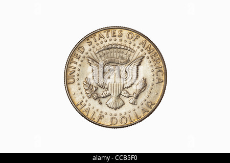 Detailansicht Einer 50 Cent Münze der USA | Detail-Foto von einer 50-Cent-Münze aus USA Stockfoto