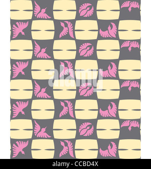 Ein nahtloses Muster der japanischen Stil Kunst mit Vögel in vielen Formen und Bambus als Dekoration. Stockfoto