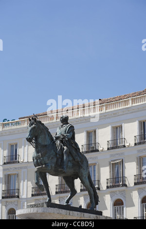 Statue von König Philipp III, Plaza Mayor, Madrid, Spanien Stockfoto