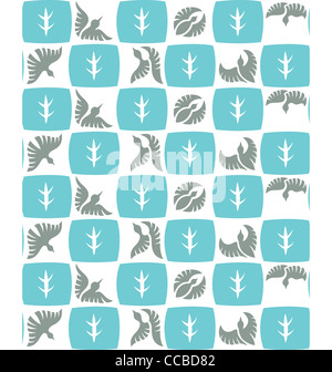 Ein nahtloses Muster der japanischen Stil Kunst mit Vögel in vielen Formen und Bambus als Dekoration. Stockfoto