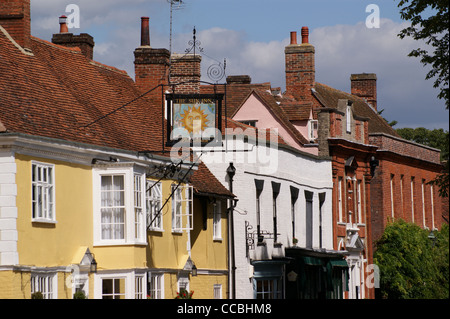 Georgische High Street von Dedham Dorf, Essex, England Stockfoto