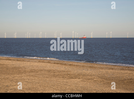 Scroby Sands offshore Windpark, Great Yarmouth, England Stockfoto