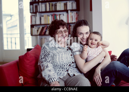 Großmutter, Mutter und Baby Mädchen, Porträt Stockfoto