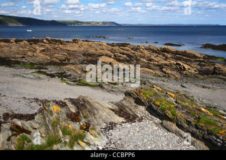 Blick vom Hannafore Punkt in Richtung Looe, Cornwall, Vereinigtes Königreich Stockfoto