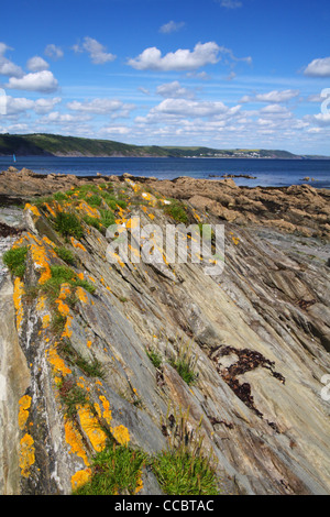 Blick vom Hannafore Punkt in Richtung Looe, Cornwall, Vereinigtes Königreich Stockfoto