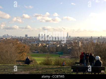 Panorama Vista von London aus dem Parliament Hill Hampstead Heath London England Europa Stockfoto