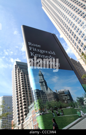 Rose Fitzgerald Kennedy Greenway ist ein begrüntes Landschaft Repleacing einer Autobahn in Boston, Massachusetts. Stockfoto