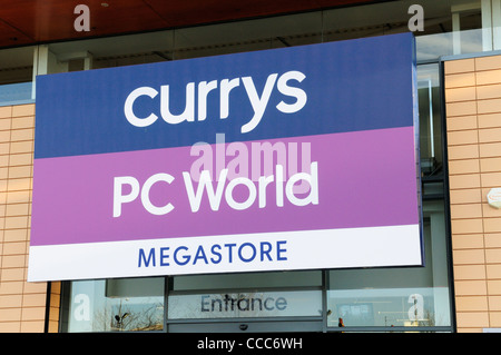 Currys PC Welt Megastore Zeichen, Cambridge, England, UK Stockfoto