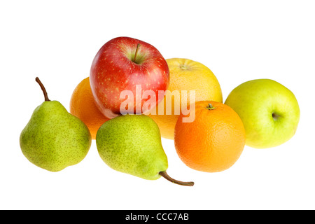 Obst auf weißem Hintergrund Stockfoto