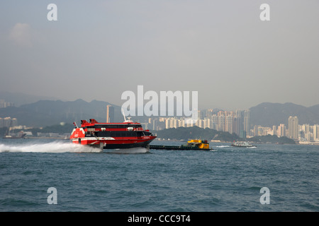 Madeira Tragflächenboot Macau Fähre Kreuze Gasstrahler Bucht im Victoria harbour Hongkong Sonderverwaltungsregion Hongkong China Asien Stockfoto