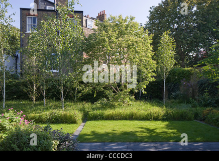 3a Hampstead Lane, Duggan Morris Architects, außen, zeigt die Landschaft Garten Stockfoto