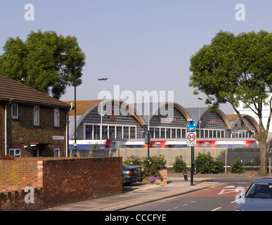 Die neue West Ham Bus Garage für London Busse gehört zu den größten Bus-Garagen In Europa. Dies ist einer der drei Garagen für Tfl Stockfoto