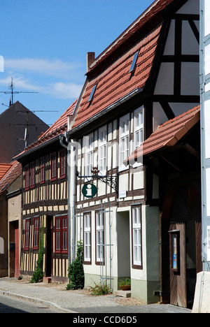 Alte Gebäude in der Stadt Dahme in der Mark Brandenburg. Stockfoto