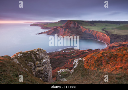 Schönen Abendlicht auf Emmetts Hügel an der Jurassic Coast in Dorset, England, UK Stockfoto