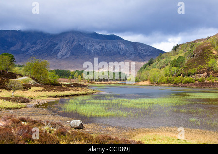 Loch Coulin, Loch Clair, Hügel hinter, Sgurr Dubh 782m Berge vor Gipfelns, Beinn Eighe, A896 in der Nähe von Kinlochewe, Schottland Stockfoto