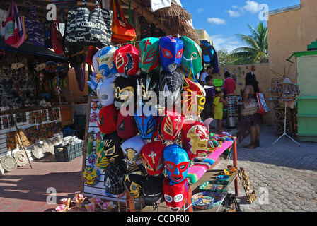 Touristische Souvenirs zum Verkauf, Cozumel, Südost-Region, Halbinsel Yucatan, Mexiko, Karibik. Stockfoto