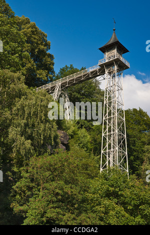 Bad Schandau Aufzug ist ein Personenaufzug, Fachwerk-Turm aus dem Jahre 1904, Bad Schandau, Sachsen, Deutschland, Europa Stockfoto