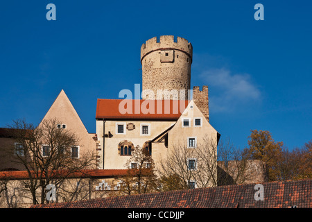 Romanischen Gnandstein Burg, erbaut im 13. Jahrhundert, Kohren-Sahlis, Landkreis Leipzig, Sachsen, Deutschland, Europa Stockfoto