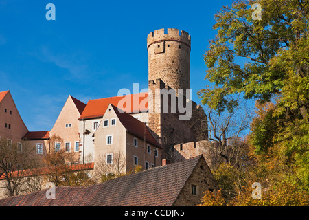 Romanischen Gnandstein Burg, erbaut im 13. Jahrhundert, Kohren-Sahlis, Landkreis Leipzig, Sachsen, Deutschland, Europa Stockfoto