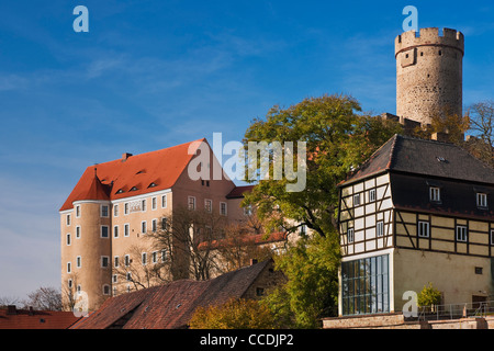 Romanischen Gnandstein Burg, erbaut im 13. Jahrhundert, Kohren-Sahlis, Landkreis Leipzig, Sachsen, Deutschland, Europa Stockfoto