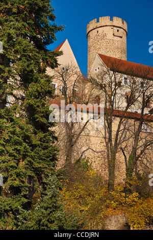 Romanischen Gnandstein Burg, erbaut im 13. Jahrhundert, Kohren-Sahlis, Landkreis Leipzig, Sachsen, Deutschland, Europa Stockfoto