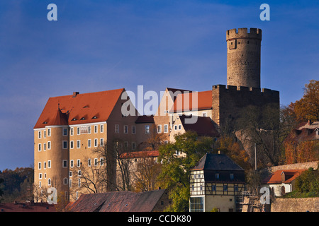 Romanischen Gnandstein Burg, erbaut im 13. Jahrhundert, Kohren-Sahlis, Landkreis Leipzig, Sachsen, Deutschland, Europa Stockfoto