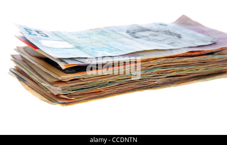 Verschiedene Währungen aus verschiedenen Ländern der Welt. Banknoten, Bargeld. Stockfoto