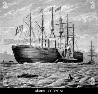 SS Great Eastern Ocean Liner, Paddle Steamer, Dampfschiff oder Schiff. Vintage Illustration oder Gravur Stockfoto