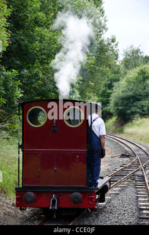 Kleine Schiefer-Bergbau Dampflokomotive "Maid Marian" auf der Bala Lake Railway, North Wales. Stockfoto