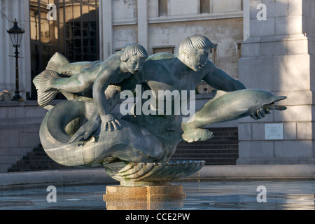 Fountain Trafalgar Square London England Stockfoto