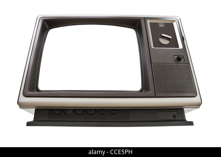 Alten 70er Jahre isoliert Fernsehen auf weiss. Stockfoto