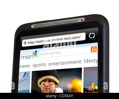 Die MSN mobile-Website auf einem HTC-smartphone Stockfoto