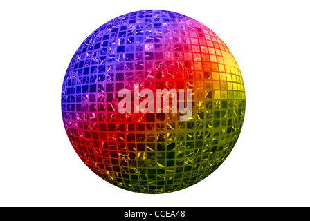 Farbe-Disco-Kugel isoliert auf weißem Hintergrund Stockfoto
