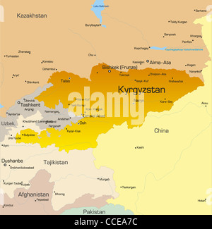 Farbe Vektorkarte von Kirgisistan Land Stockfoto