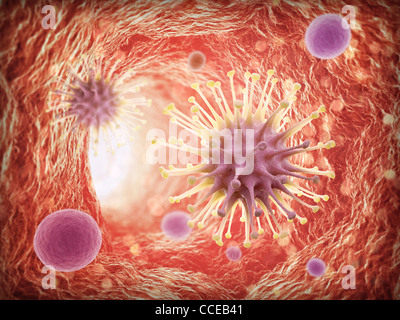 Viren in ein Blutgefäß medizinisches Konzept - 3d illustration Stockfoto