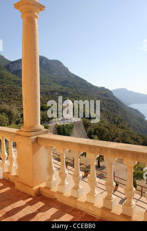 Küsten Blick nach Süden vom Sohn Morroig Estate / Museum in der Nähe von Deya / Deia, Westküste Mallorca, Balearen, Spanien Stockfoto