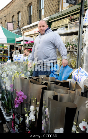 Standinhaber, Columbia Road Flower Market, Tower Hamlets, London, England, UK Stockfoto