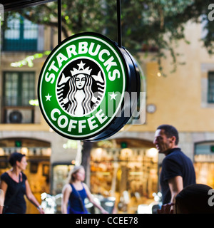 Starbucks Coffee Zeichen Barcelona-Katalonien-Spanien Stockfoto