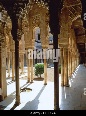 Patio de los Leones (Hof der Löwen), Palacio Nazaries, La Alhambra, Granada, Provinz Granada, Andalusien, Spanien Stockfoto