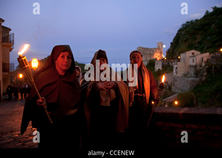 Savoca Dorf, traditionelle Osterfest, Sizilien, Italien, Europa Stockfoto