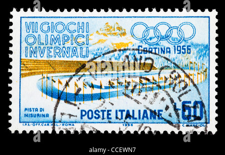 Briefmarke: VII. Olympische Winter-Spiele 1956, Italien, gestempelt Stockfoto