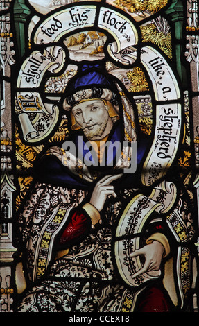 Ein Glasfenster von C E Kempe & Co. Darstellung der Prophet Jesaja, All Saints Church, Hough-on-the-Hill, Lincolnshire Stockfoto