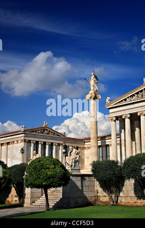 Die Akademie von Athen, Teil von "Neoklassischen Trilogie", Panepistimious Straße, Athen, Griechenland Stockfoto