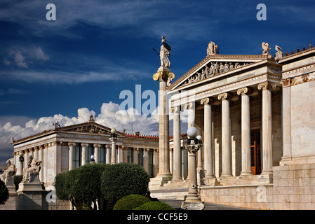 Die Akademie von Athen, Teil von "Neoklassischen Trilogie", Panepistimious Straße, Athen, Griechenland Stockfoto